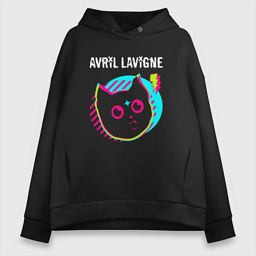 Женское худи оверсайз Avril Lavigne rock star cat / Черный – фото 1