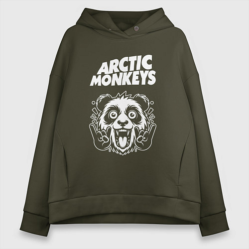 Женское худи оверсайз Arctic Monkeys rock panda / Хаки – фото 1