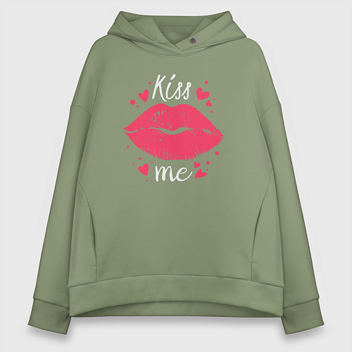 Женское худи оверсайз Kiss me / Авокадо – фото 1