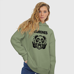 Толстовка оверсайз женская Ramones - rock panda, цвет: авокадо — фото 2