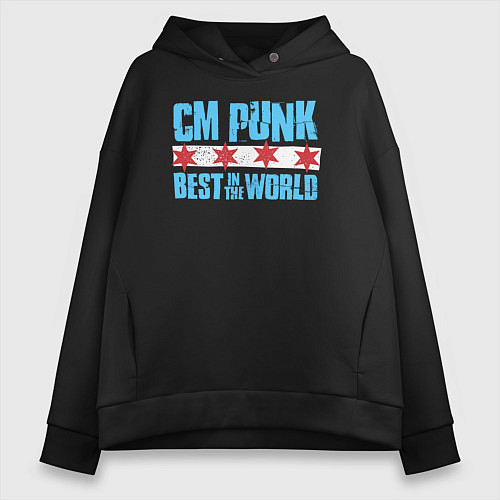 Женское худи оверсайз Cm Punk - Best in the World / Черный – фото 1