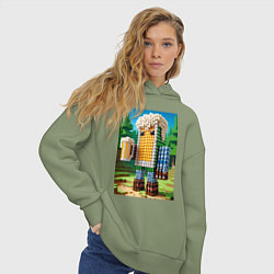 Толстовка оверсайз женская Beer dude - Minecraft ai art, цвет: авокадо — фото 2