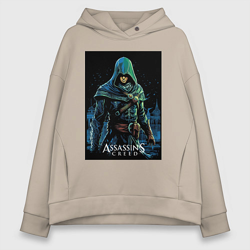 Женское худи оверсайз Assassins creed в капюшоне / Миндальный – фото 1