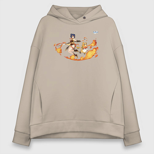 Женское худи оверсайз Мао Сян Лин из Геншин Импакт / Миндальный – фото 1