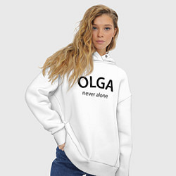 Толстовка оверсайз женская Olga never alone - motto, цвет: белый — фото 2