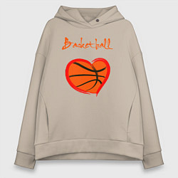 Толстовка оверсайз женская Basket love, цвет: миндальный