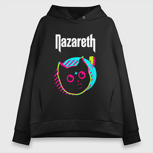 Женское худи оверсайз Nazareth rock star cat / Черный – фото 1