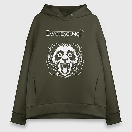 Женское худи оверсайз Evanescence rock panda / Хаки – фото 1