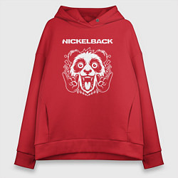 Толстовка оверсайз женская Nickelback rock panda, цвет: красный