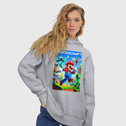 Толстовка оверсайз женская Mario in Minecraft - ai art collaboration, цвет: меланж — фото 2