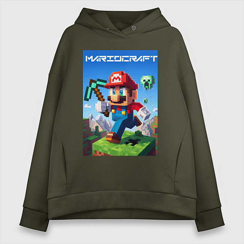 Женское худи оверсайз Minecraft and Mario - ai art collaboration / Хаки – фото 1