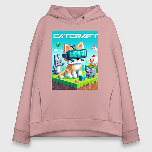 Женское худи оверсайз Catcraft - collaboration ai art / Пыльно-розовый – фото 1