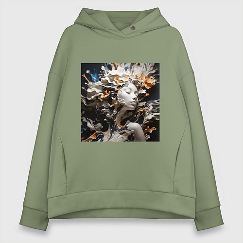 Женское худи оверсайз Женски силуэт из акрила / Авокадо – фото 1