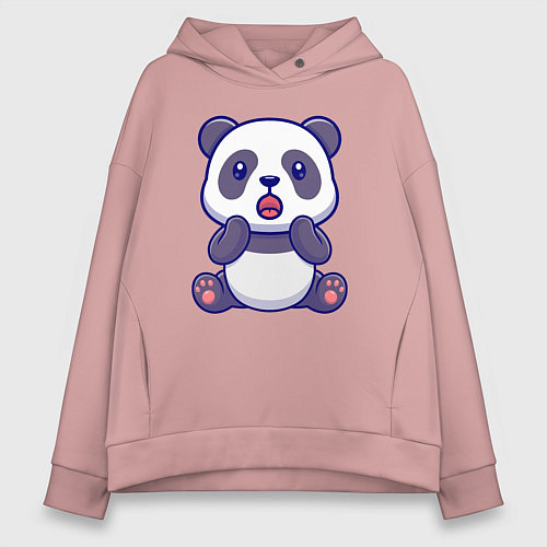 Женское худи оверсайз Удивлённая панда / Пыльно-розовый – фото 1