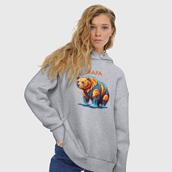 Толстовка оверсайз женская Летом медведю жарко, цвет: меланж — фото 2