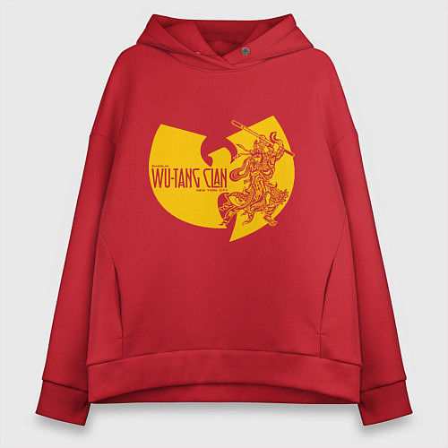 Женское худи оверсайз Wu shaolin logo / Красный – фото 1