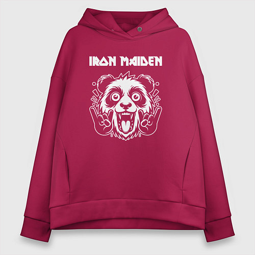 Женское худи оверсайз Iron Maiden rock panda / Маджента – фото 1