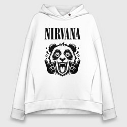 Толстовка оверсайз женская Nirvana - rock panda, цвет: белый