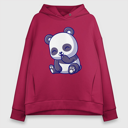 Женское худи оверсайз Смеющаяся панда / Маджента – фото 1