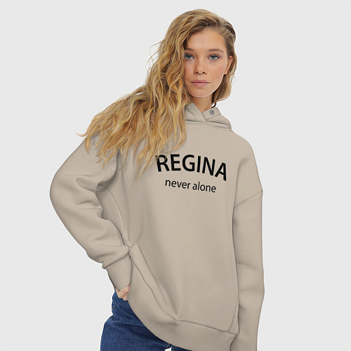 Женское худи оверсайз Regina never alone - motto / Миндальный – фото 3