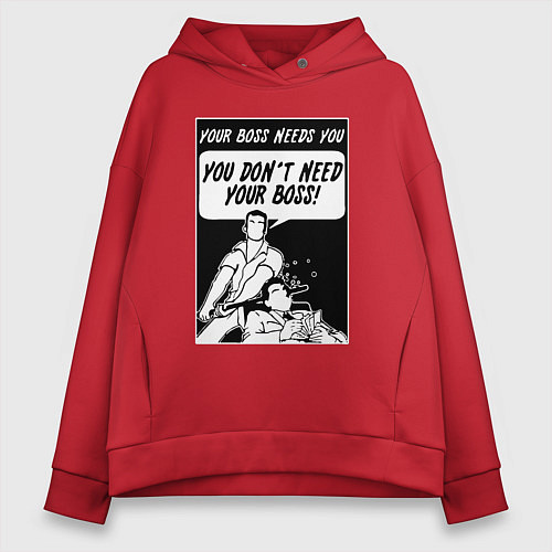 Женское худи оверсайз Тебе не нужен твой босс / Красный – фото 1
