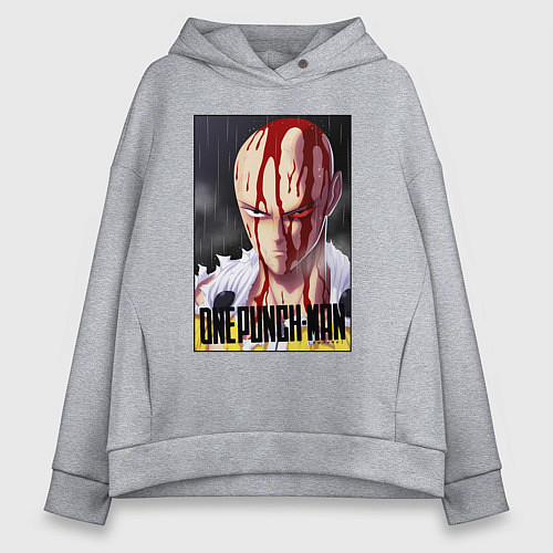 Женское худи оверсайз Saitama blood / Меланж – фото 1