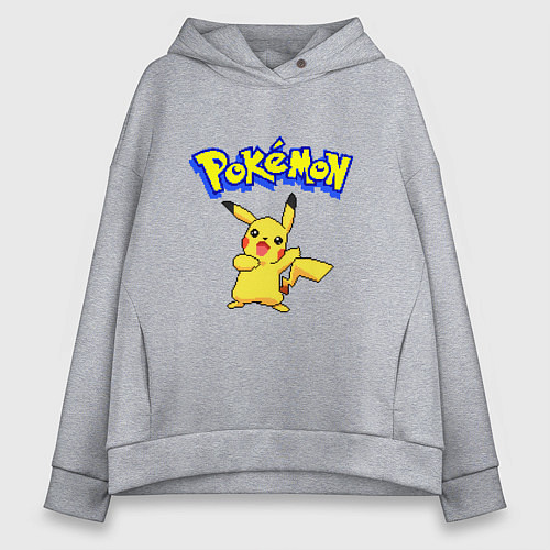 Женское худи оверсайз Pikachu 8-bit pixels / Меланж – фото 1
