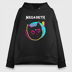 Толстовка оверсайз женская Megadeth rock star cat, цвет: черный