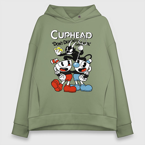Женское худи оверсайз Cuphead - devil / Авокадо – фото 1