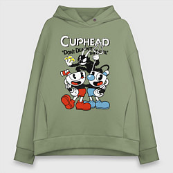 Толстовка оверсайз женская Cuphead - devil, цвет: авокадо