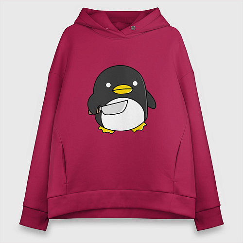 Женское худи оверсайз Линукс пингвин / Маджента – фото 1