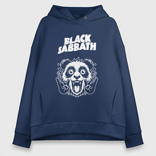 Женское худи оверсайз Black Sabbath rock panda / Тёмно-синий – фото 1