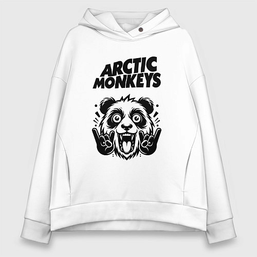 Женское худи оверсайз Arctic Monkeys - rock panda / Белый – фото 1