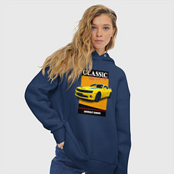 Толстовка оверсайз женская Спорткар Chevrolet Camaro, цвет: тёмно-синий — фото 2