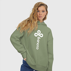 Толстовка оверсайз женская Cloud9 - vertical logo, цвет: авокадо — фото 2
