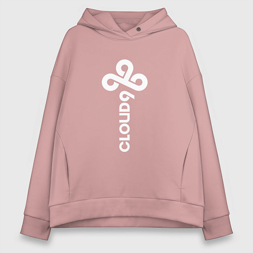 Женское худи оверсайз Cloud9 - vertical logo / Пыльно-розовый – фото 1