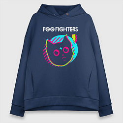 Толстовка оверсайз женская Foo Fighters rock star cat, цвет: тёмно-синий