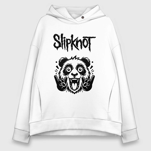 Женское худи оверсайз Slipknot - rock panda / Белый – фото 1