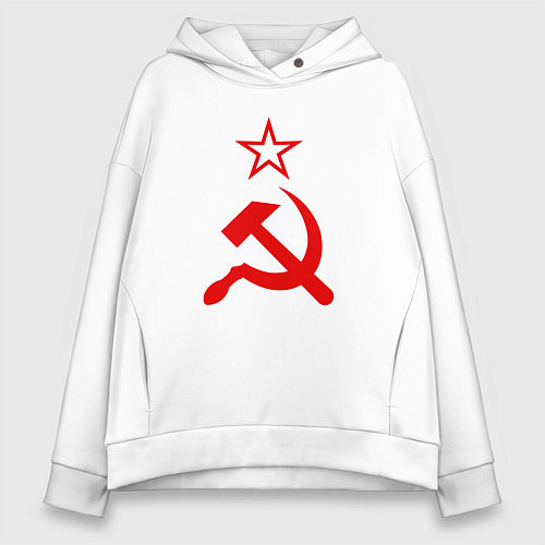 Женское худи оверсайз Серп, молот и звезда / Белый – фото 1
