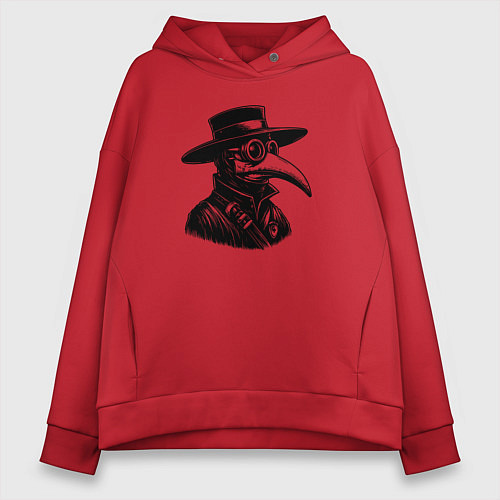 Женское худи оверсайз Человек в маске чумного доктора / Красный – фото 1