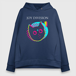 Толстовка оверсайз женская Joy Division rock star cat, цвет: тёмно-синий