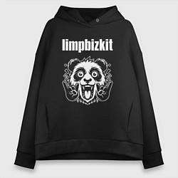 Толстовка оверсайз женская Limp Bizkit rock panda, цвет: черный