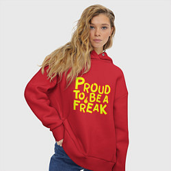 Толстовка оверсайз женская Proud to be a freak, цвет: красный — фото 2