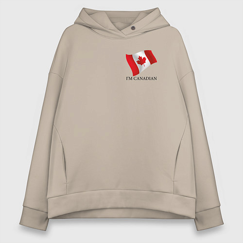 Женское худи оверсайз Im Canadian - motto / Миндальный – фото 1