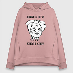 Женское худи оверсайз До и после шести пива