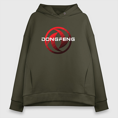 Женское худи оверсайз Dongfeng - logo / Хаки – фото 1