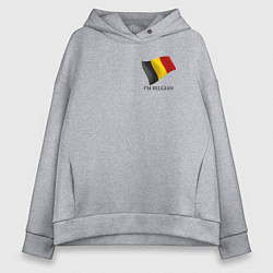 Толстовка оверсайз женская Im Belgian - motto, цвет: меланж