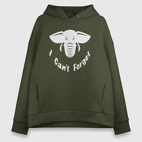 Женское худи оверсайз Я не могу забыть / Хаки – фото 1