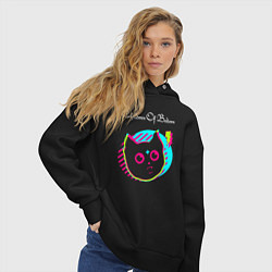 Толстовка оверсайз женская Children of Bodom rock star cat, цвет: черный — фото 2