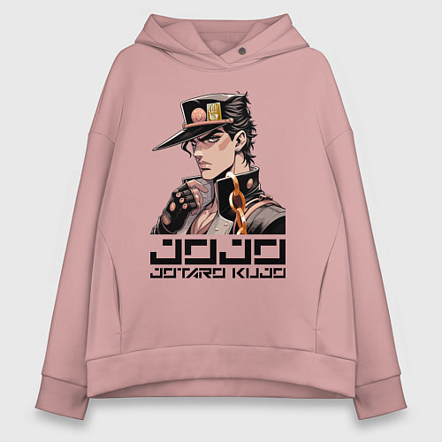 Женское худи оверсайз Jotaro Kujo - Jojo ai art / Пыльно-розовый – фото 1